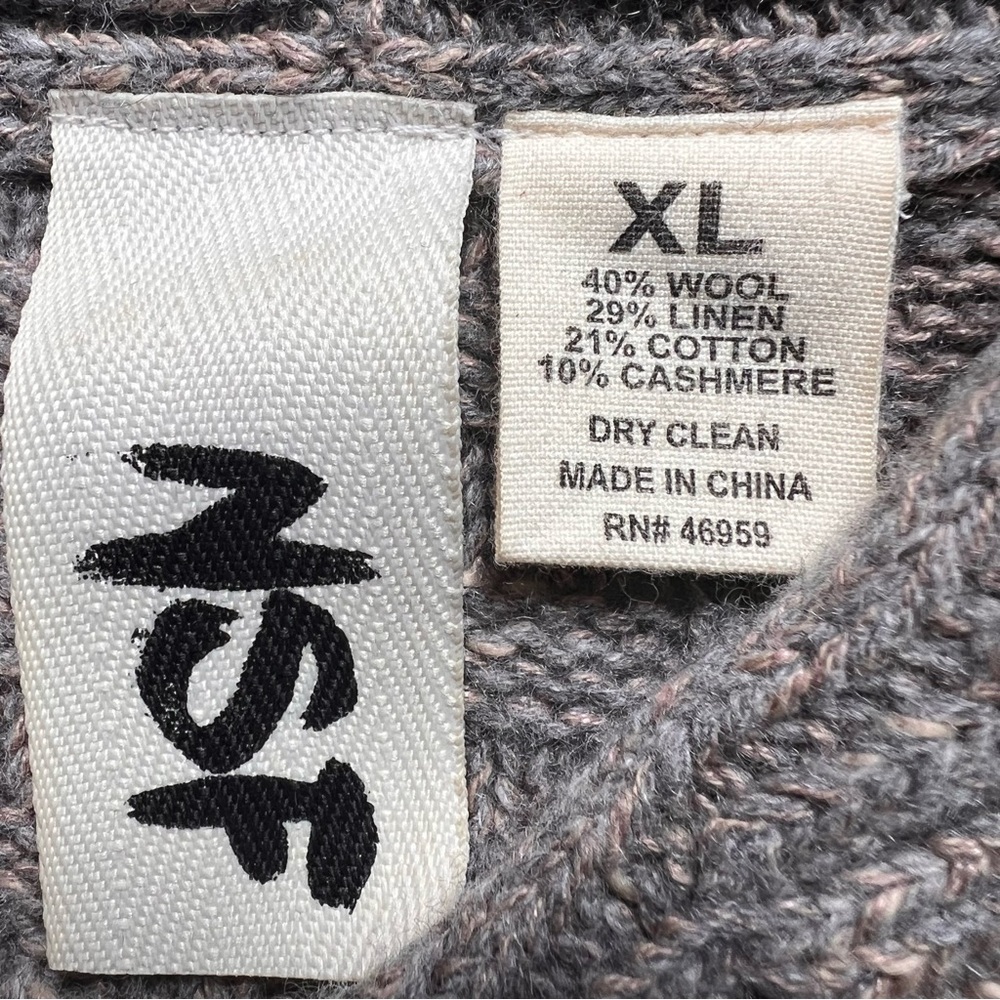 NSF High Neck Sweater XL Button Cable Knit Wool Linen Cotton Cashmere Pullover - Picture 4 of 11